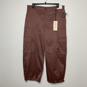 BCBG Generation Parachute Jogger Baggy Wide Leg Pants Sz XXXL Dusty Mauve Satin